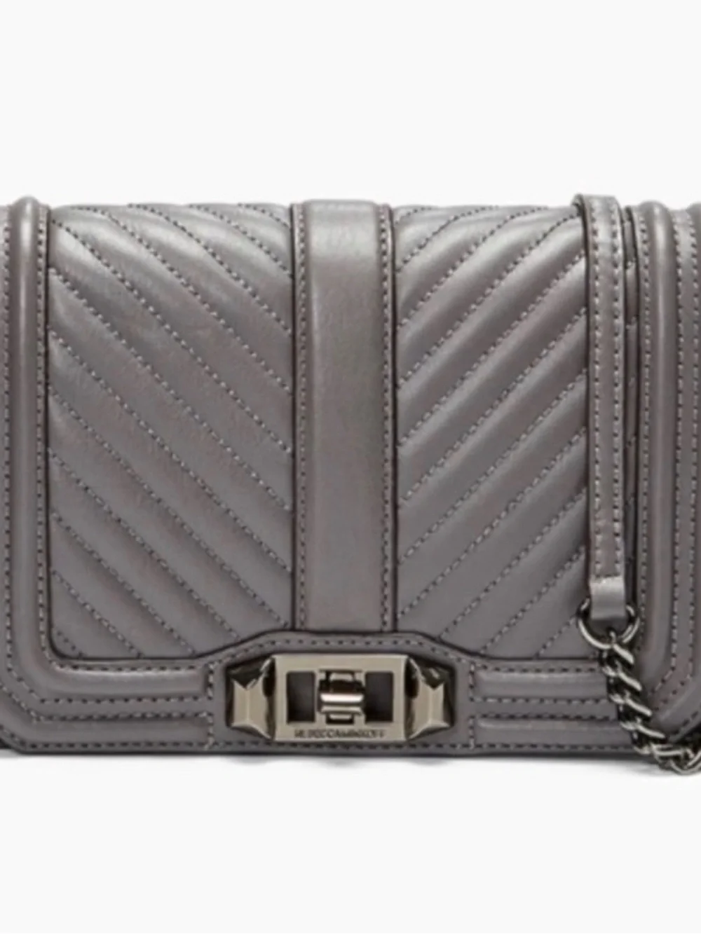 Rebecca Minkoff Grey Quilted Leather Crossbody with Chain Strap